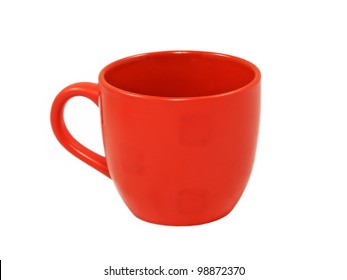 Red Tea Cup Isolated On White Background.