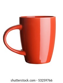 Red Tea Cup Over White Background