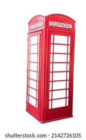 Red Telephone Booth Isolated On White Background 