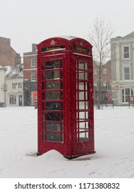 Red Telephone Box In The Snow