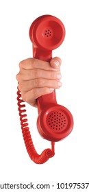 Red Telephone Speaker With Hand