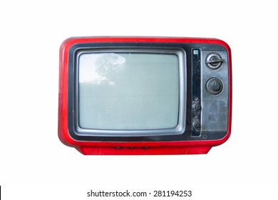 red television vintage  on a white background