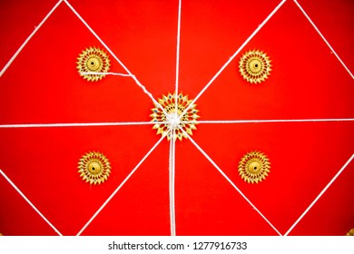 Red temple ceiling