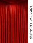 red theater curtain that dropped down as a straight line. Background for inserting text, empty spaces.