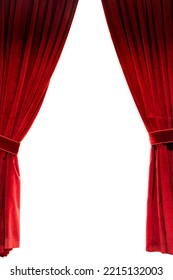 Red theater curtain. Theater curtain with white background.