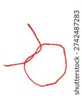 Red thread isolate on white background. Selective focus. Old.