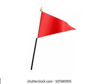 Red Three Cornered Flag Isolated On White Background