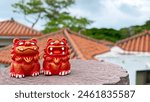 Red tile roof and shisa dog, Ishigaki Island, Okinawa Prefecture