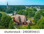 Red timber church at Keuruu, Finland.