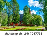 Red timber church at Keuruu, Finland.