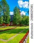 Red timber church at Keuruu, Finland.