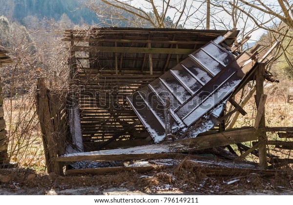 Red Tin Roof Snow On Old Stock Photo Edit Now 796149211