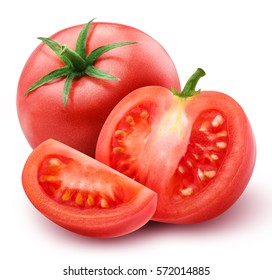 red tomato isolated on white background with clipping path