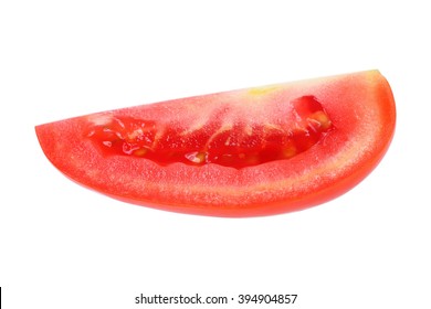 It Is Red Tomato Wedge Isolated On White.