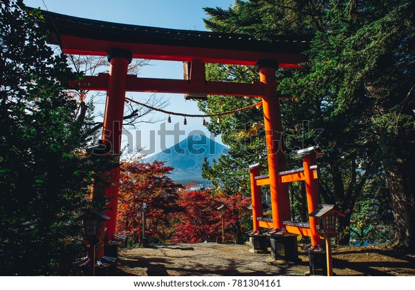 Red Torii Japanese Temple Door Fuji Stock Photo Edit Now