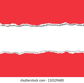 Red Torn Paper With White Copy Space