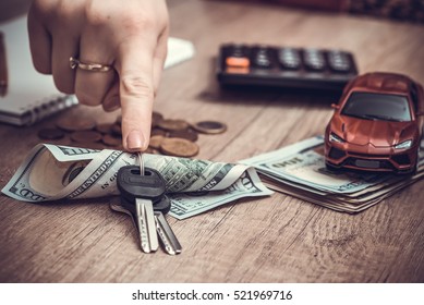 Red Toy Car With Money