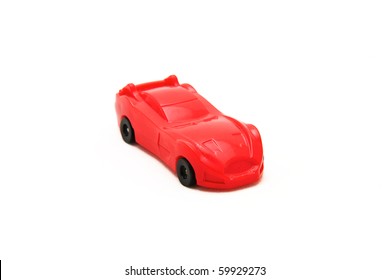 Red Toy Racing Car On A White Background