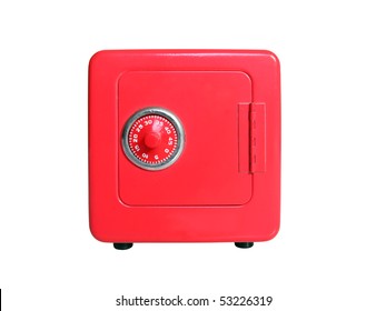 Red Toy Safe With Combination Dial Lock.