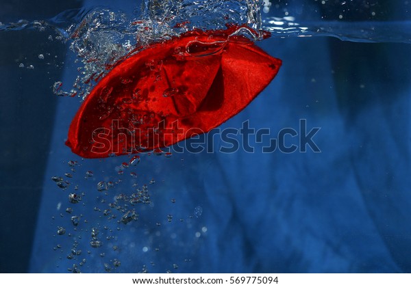 Red Toy Ship Sinking Sea Stock Photo Edit Now 569775094