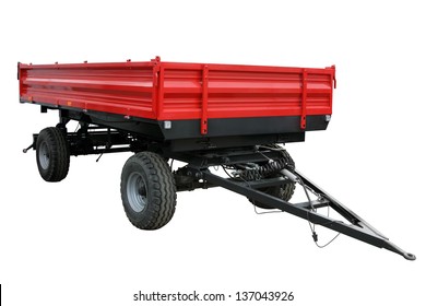 The red tractor cart isolated on a white background