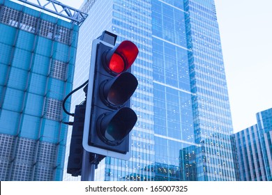 Red Traffic Light in the city 