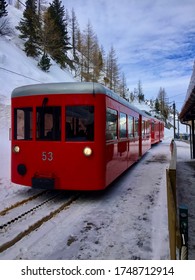 Red Train In Chamonix France