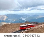 Red train on Pikes Peak