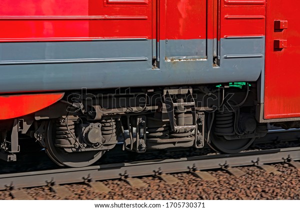 red train rails sleepers
way