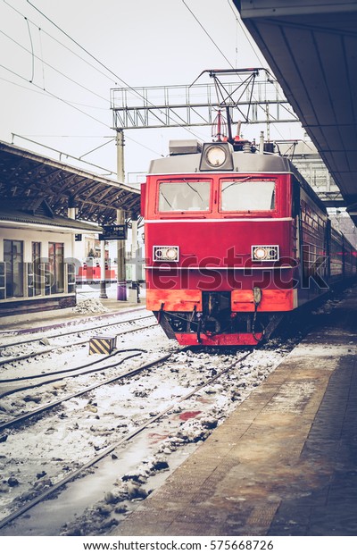 Red train, Russia,\
trans-siberian railway