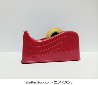 Red Transparent Tape Dispenser, White Scene