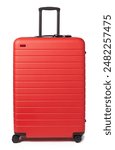 Red travel suitcase isolated on a white background. Ideal for travel-themed designs and concepts