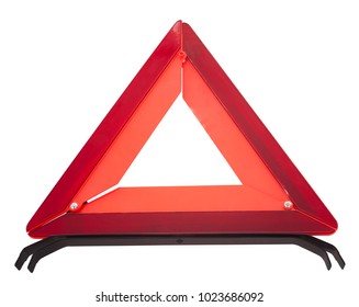 Red Triangle For Emergency Kit, Auto Tools. Isolated On White Background