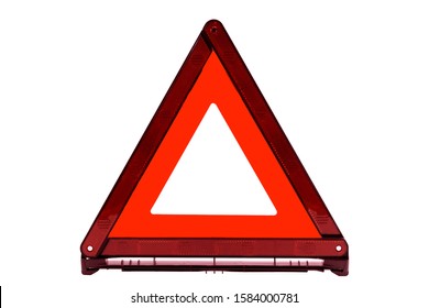 Red Triangle Sign, Emergency Stop Sign, Emergency Warning Sign Isolate On White Background