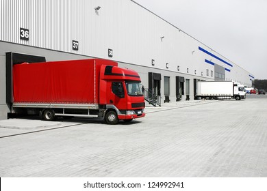 red truck in the warehouse