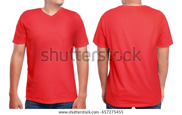 Download Red Tshirt Mock Front Back View Stock Photo (Edit Now ...