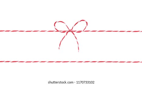 Red Twine Rope Isolated,christmas Package Decor String With Bow.