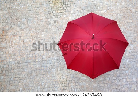 Red umbrella outdoors