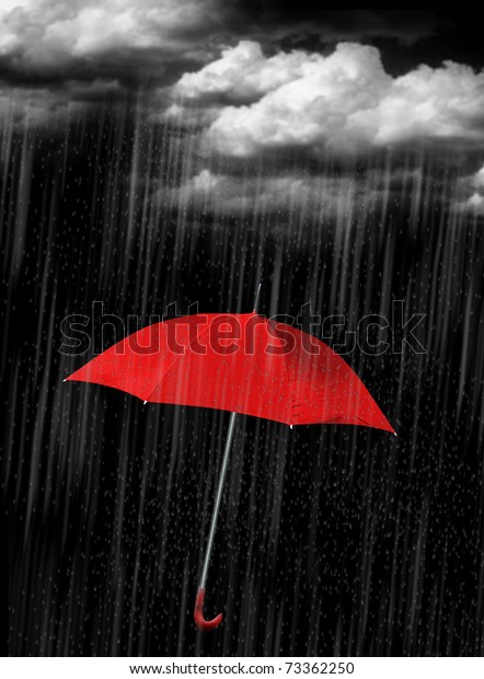 red rain umbrellas