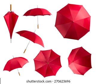Red umbrellas on white - Shutterstock ID 270623696