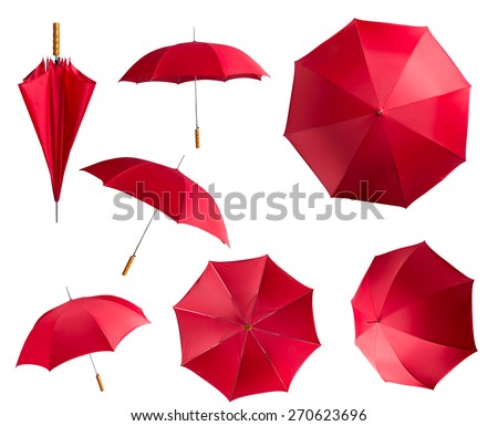 Red umbrellas on white