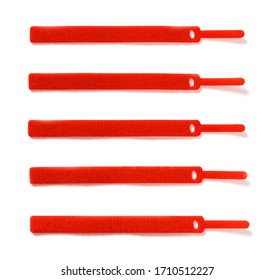 Red Velcro Cable Ties On White Background