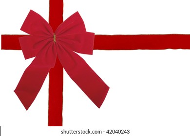 Red Velvet Bow And Ribbon Isolated On White