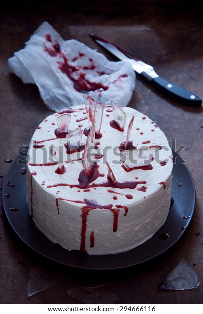 Red Velvet Cake Decorated Halloween Bleeding Stock Photo Edit Now