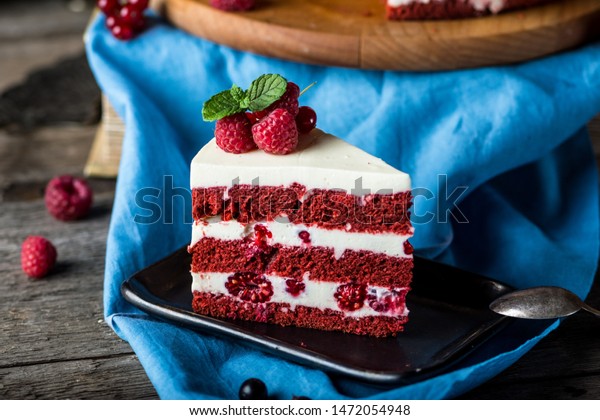 Red Velvet Cake On Wood Board Stock Photo Edit Now 1472054948