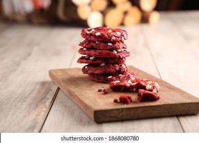 Red Velvet Cookies With Background Decoration