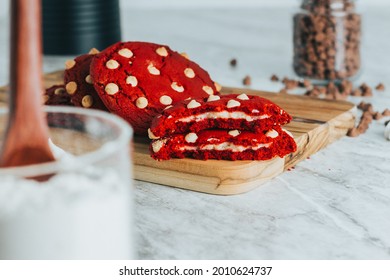 Red Velvet Cookies And Chocolate Chips