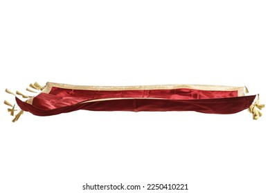 Red velvet flying carpet isolated on white background - Shutterstock ID 2250410221