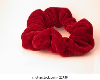 Red Velvet 'hair scrunchy' used to hold a pony tail.
