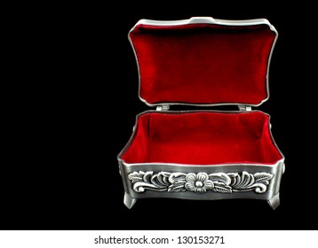 Red Velvet Inner Side Of Jewelry Box On Black Background